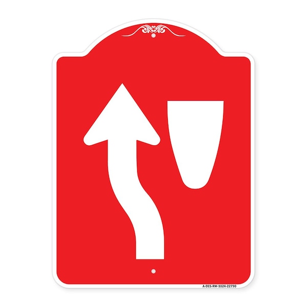 Designer Series Traffic Keep Left, Red & White Aluminum Architectural Sign, 18" x 24", RW-1824-22790